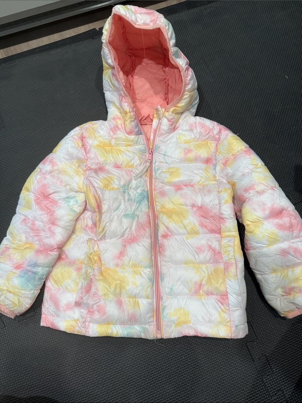 Urban Republic Girls' Pastel Tie-Dye Hooded Puffer Jacket